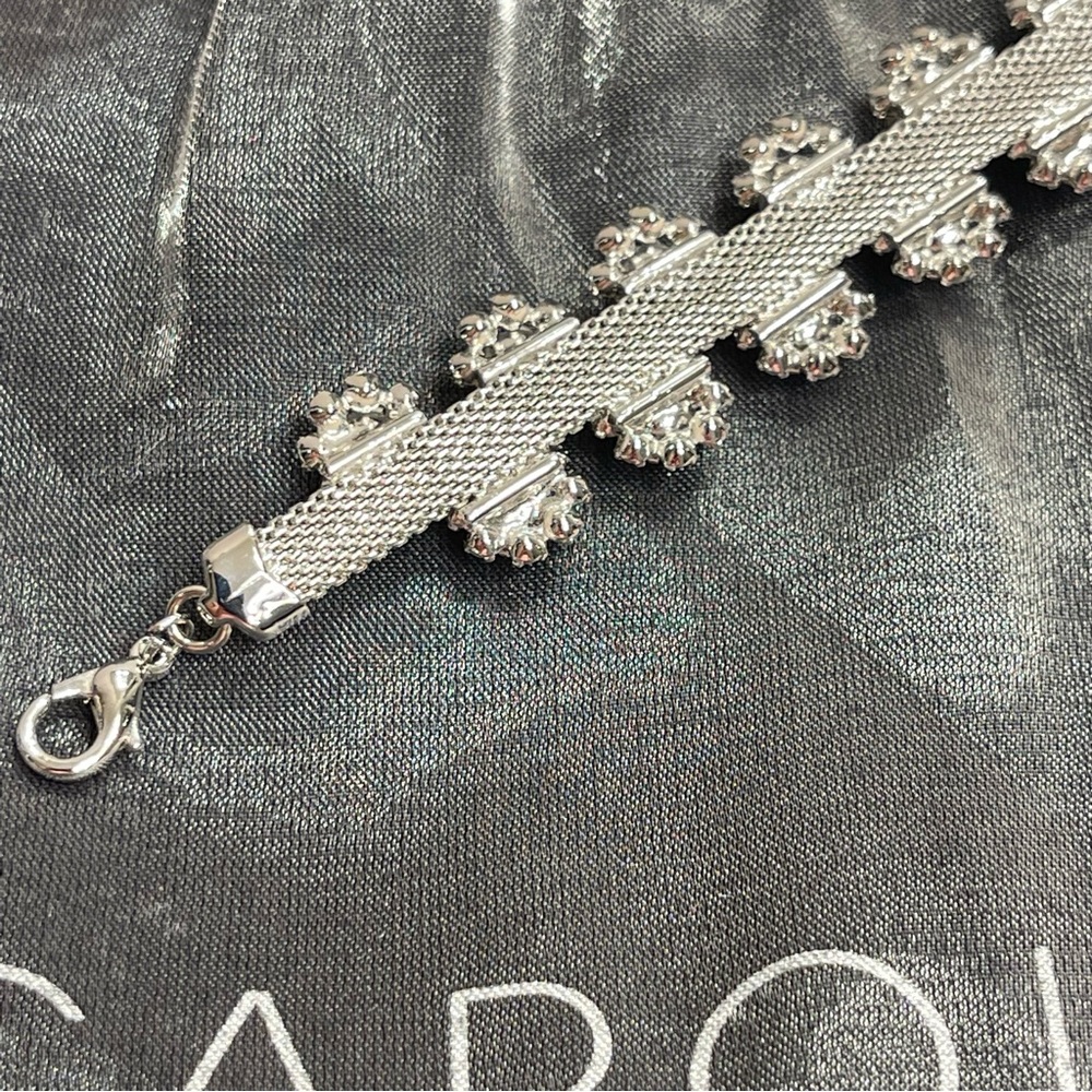 Stainless Steel Necklace Crystal Flower Choker - Picture 5 of 7